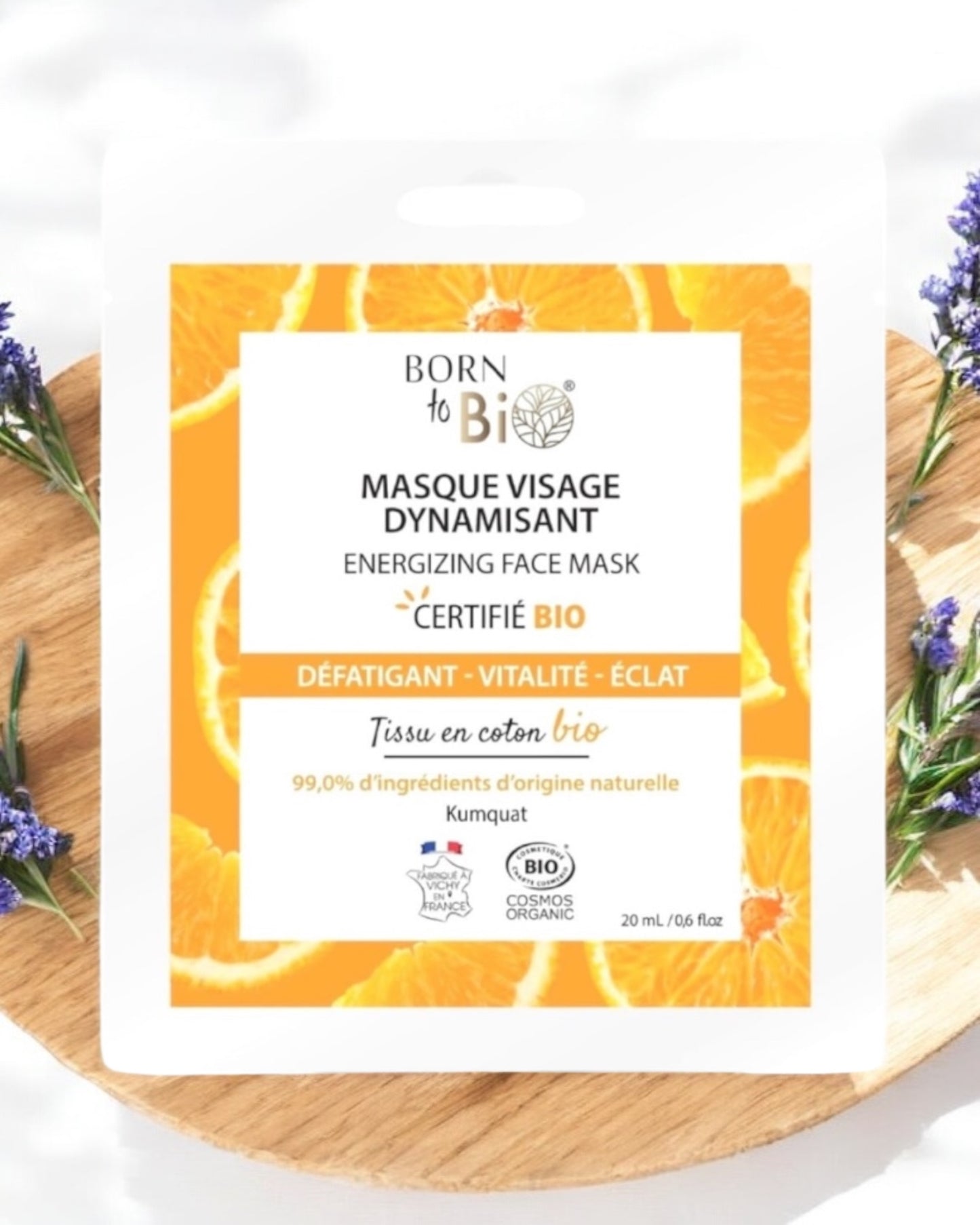 Mascarilla facial energizante de algodón - Certificado Orgánico 